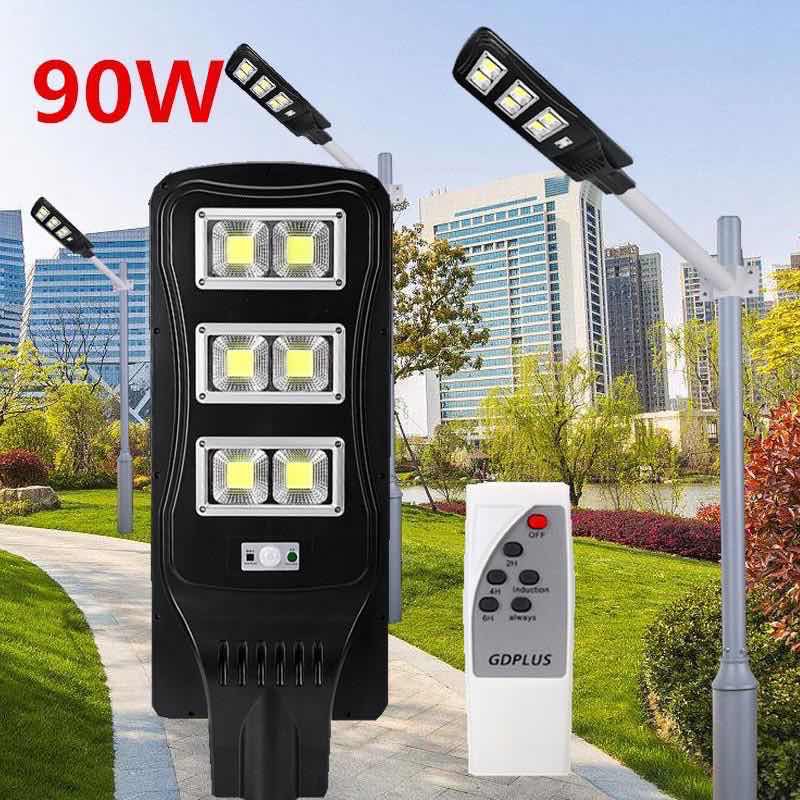 Αδιάβροχο Ηλιακό Μεγάλο Φωτιστικό Δρόμου 90W με Φωτοβολταϊκό Πάνελ Ανιχνευτή Κίνησης, Αισθητήρα Φωτός & Τηλεκοντρόλ